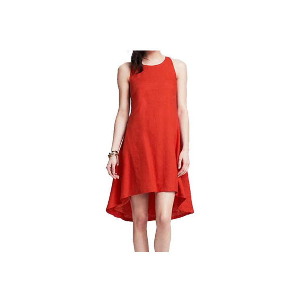 Banana Republic orange linen trapeze dress sz 0